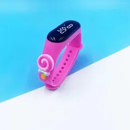 Kids LED Digital Smart Watch – Pink Silicone Strap with Cute Candy Design