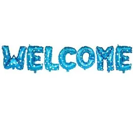 7Pcs 16" WELCOME Letter Banner Balloon Party Foil BLUE