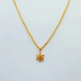 22kt Plated 2mm Bismarck Chain With  Open Flower With White Stones Pendant For Women.