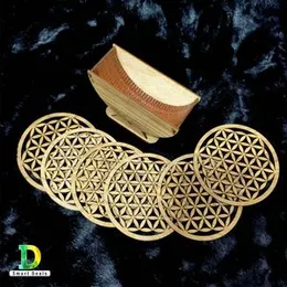 Round Wood Coasters With Stand Cup Mat Tea Coffee Mug Drinks Holder Table Mat Wooden Coasters For Drinks