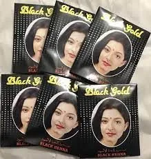 Black Gold Henna Hair Colour 10 Gram Pack of 6 Pouches    hair colouring