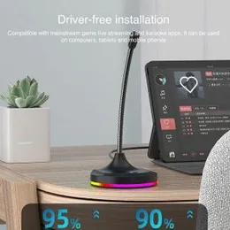 2 in 1 USB Multi-function Microphone RGB Light Built-in Sound Card
