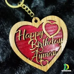 Customized Name Heart Shape Key Tags With Emboss Name, King Wishes Key Tags, Personalized Wooden Key Tags, Key Copper Chain, Key Ring Love Gift.