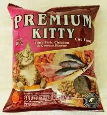 Premium Kitty Cat Food 400g Tuna Fish, Chicken & Cheese Flavour Cat Feed Cat Dry Food Feed