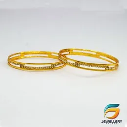 22kt Bangles Two Line With White Stone For Women.