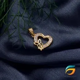 Gold Plated Pendant Heart Pendant With Butterfly For Ladies Women.