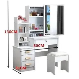 Dressing Table with Lighted Mirror Makeup Stool Desk with Mirror Storage Socket and Drawers Colour Lighting Modes