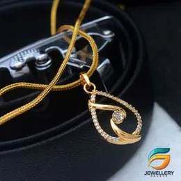 Gold Plated Chain With Pendant 18/24 inch 02MM Fox Chain with New Design pendant Necklace for ladies.