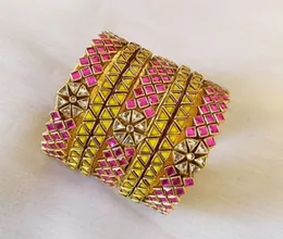 clip stone Handmade bangle( yellow and pink)
