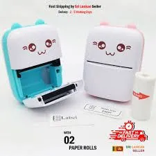 Mini Printer Portable, Inkless Sticker printer with 8 Rolls Paper, Bluetooth Wireless mini thermal printer Compatible with iOS + Android for Journal,