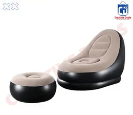 Inflatable Sofa with Stool | Portable Air Chair & Ottoman | Indoor Outdoor Lounge Seat
