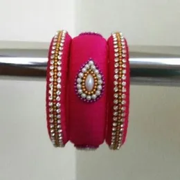 Red Silk thread Handmade bangle (2pcs)