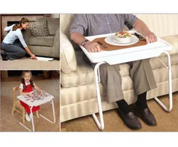 Table Mate II Folding TV Tray Table Cup Holder Office Home Student Study Table with 6 Height and 3 Angle Adjustments