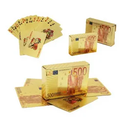 100% Plastic Waterproof 100 Euro Gold Poker Playing Cards 54 Cards