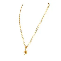 Gold Plated Guaranteed 18/24 inch 04mm Plane Link Chain with "A" Star Pendant Necklace for ladies.