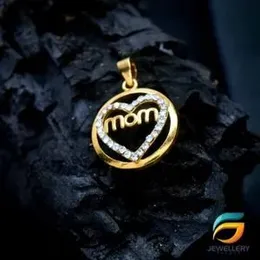 Gold Plated Pendant Stylish Mom in the Heart Rich Look For Women and Girls.