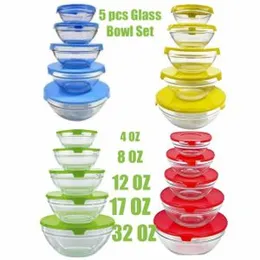 5 PCS Glass Bowls with Lid.