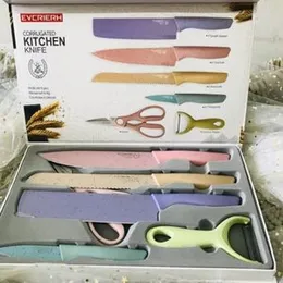 kitchen 6 pcs knife set flower design