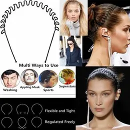 1 pc Non Slip Unisex Black Metal Spiral Wave Headband Men Women Flexible Sports Hair Band Hair Accessories