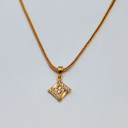 Gold Plated Fox Chain With Box Design with White Stone Stylish Rich Look Pendant For Women.