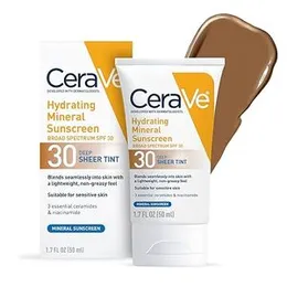 CeraVe Hydrating Mineral Sunscreen SPF 30 Face Sheer Tint, Shade: Medium 50ml