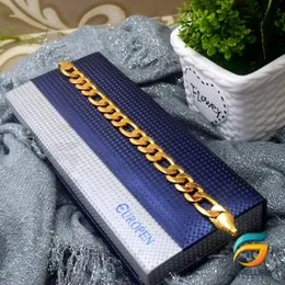 Gold Plated Big 12mm Lara Bracelet Guarantee Fashion Fashionable and Stylish Smart Design for Men.