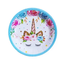 10 Pcs Unicorn Theme Paper Plates, Paper Cups & Paper Tissues for Birthday Parties