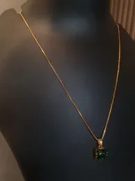 Women Emerald Pendants  Green Gemstone Necklaces  Gold Plated