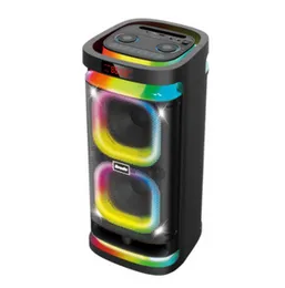 Brodu BTS-1989 Bluetooth Karaoke 22″ Speaker with Dual 6.5-Inch Speakers, Dual Wireless Microphones & RGB Lights