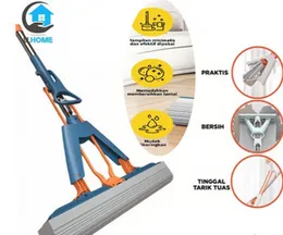 Household Absorbent Sponge Mop – Rubber Cotton Mop with No Hand Washing, Dry & Wet Dual Use