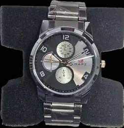 MARZ Men’s Analog Stainless Steel Watch  Black Silver Dial  Quartz Movement Luxury Smart Look Wrist Watch for Men