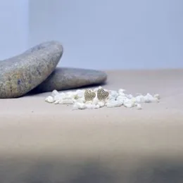 Gold Plated Cluster Heart White Stone Stud Earring.