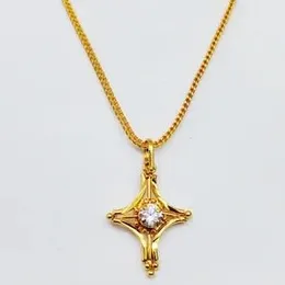 22kt Plated Orgnl Fox Chain With Opal Cross With Stone Pendant For Women.