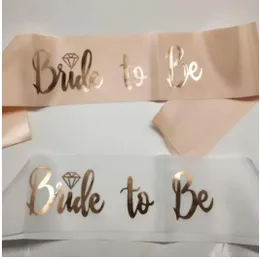 Bride To Be Sash Bride to Be Glitter with Diamond Motif White Sash and Rose Gold Sash Bachelorette Party Decorations