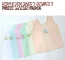Newborns Muslin Frock Set - 7-Pieces from 7 Colors