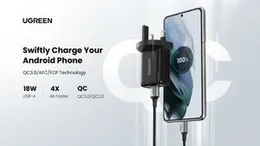 UGREEN USB Charger QC 3.0 Quick Charge Plug 18W Fast Wall Brick Adapter Compatible with Galaxy S24/S23/S22/S21/S20/S10/Note 20/10, Mi 11, Redmi Note 1