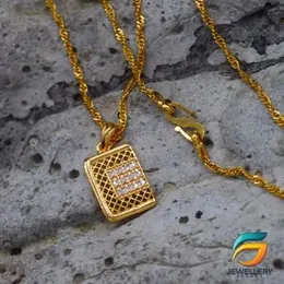 Gold Plated Guaranteed 18/24 inch Karali / Disco Chain with Box Pendant With White Stone Necklace for Ladies-60cm
