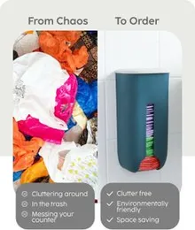 Plastic Bag Holder Wall Mount Grocery Bag Dispenser Folding Bag Saver Organizer Hanging Trash Bag Holder Recycling Containers Storage for Kitchen