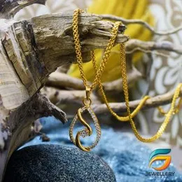 Gold Plated Chain With Pendant 18/24 inch 02mm Bismark Chain with Drop Pendant Necklace for ladies.