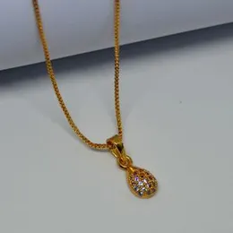 Gold-Plated Chain Pendant with  Blue Stone for Women, High-Quality Stainless Steel