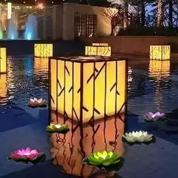 Artificial Water Lily Floating Flower Pond Ornament Wedding Home Garden Lotus Flower Light Candle Floating Candle