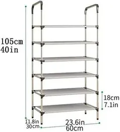 6 Layer Solid Steel Shoe Rack Multi-layer Shoes Cabinet Storage Organizer Living Room Bedroom Space