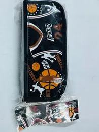 Basketball Sports PU Pencil Box Pen Pouch Bag for College School Students