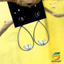 Black Silver Plated Teardrop Small Clear Teardrop antique Brass  With Small diamond Design For Women.