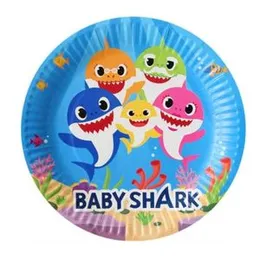 Baby Shark Theme Paper Cup Paper Plate Set Birthday Party Decorations 10 Pcs quality