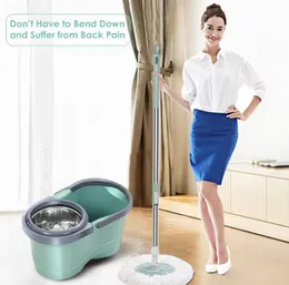 Microfiber Rolling Magic Floor Spin Mop with Stainless Steel Bucket