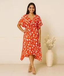 Orange with White Viscose Kaftan 04