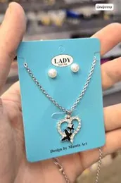 Korean pendant chain with pearl earrings for Women & Girls