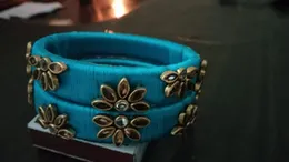 vibrant turquoise color Handmade bangle