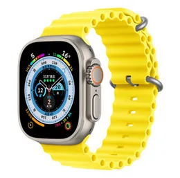 Ocean Silicone Strap / T800 T900 Ultra Watch Band For Smart Watches 42mm / 44mm / 45mm / 49mm Apple Watch Series (Yellow)